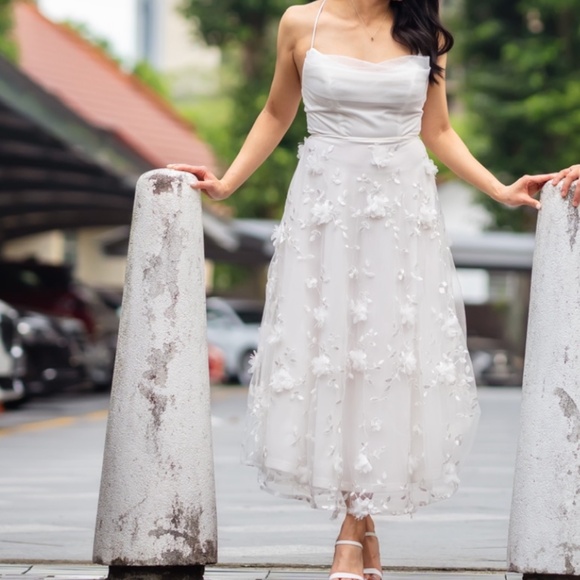 Selfie Leslie 	Floating By Pleated Neckline Mesh Midi Dress - Picture 5 of 5